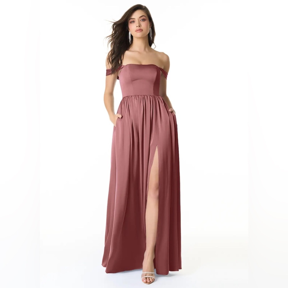 AZAZIE MORANA A-Line Convertible Stretch Satin Dress (MOH/Bridesmaid Dress)